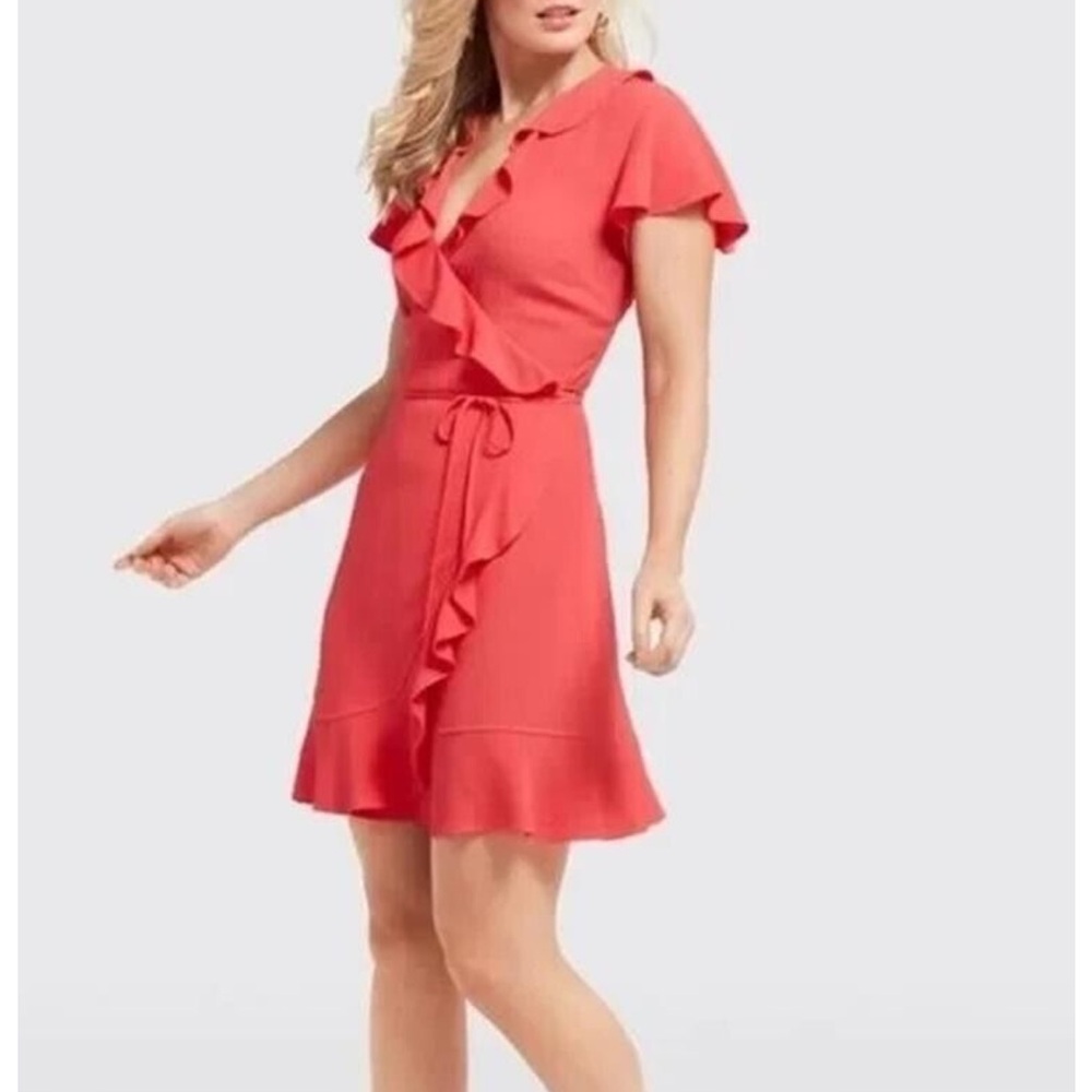 NWT- Draper James- Coral Wrap Dress- Summer Fun-‎ size 10